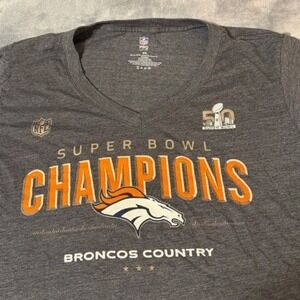 NFL Pro Line Denver Broncos Super Bowl 50 Champions Gray V-Neck Shirt Mens 3XL
